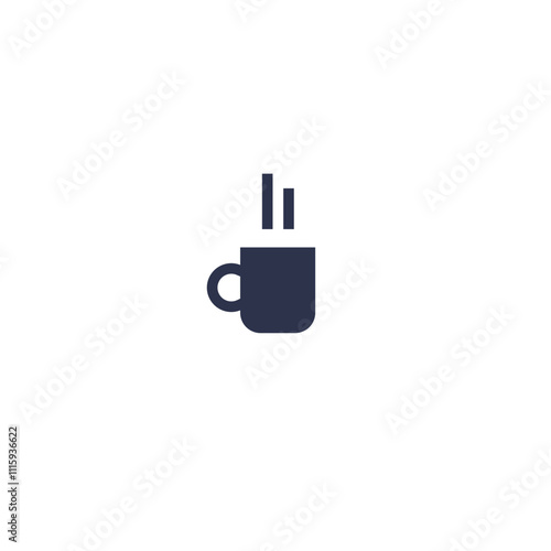 Minimalist coffee cup icon with steam, symbolizing warmth and simplicity.