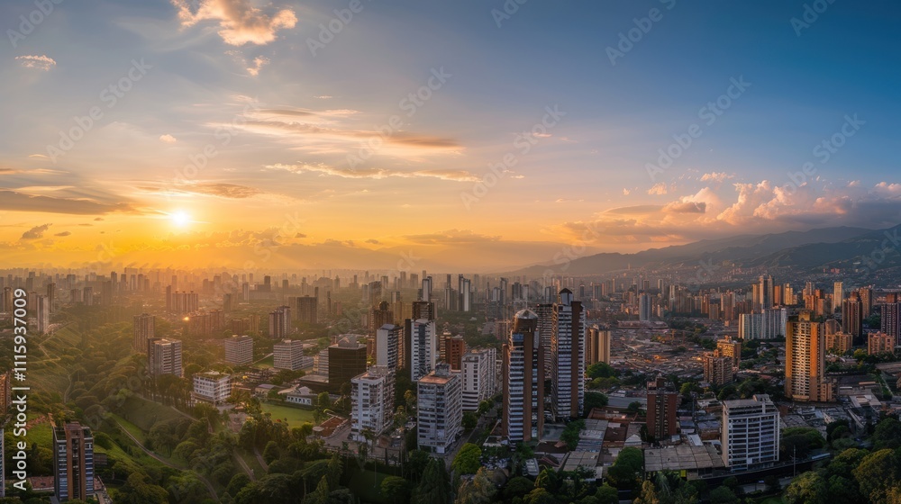 Fototapeta premium Modern cityscape panoramic background a photograph