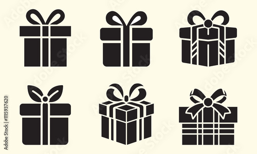 Gift box icon set vector.  Gifts and presents for holiday celebration and special sales offer. Present gift box icons. Gift and Surprise. Gift box icon set.
