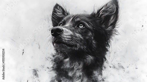 Wallpaper Mural Hand drawn dog face pencil drawing detailed wildlife artistic illustration piece Torontodigital.ca