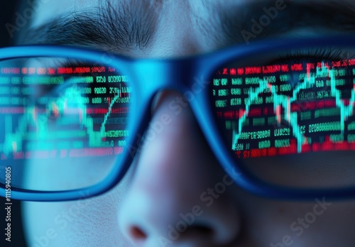 Wallpaper Mural Close-Up of Person's Eyes with Data Displayed in Eyeglasses Lenses Torontodigital.ca