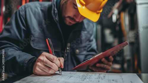 An electrician planning a house in a medium shot. Generative Ai
