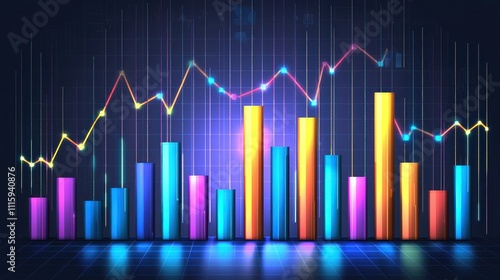 Vibrant Financial Growth Chart: Data Visualization of Market Trends