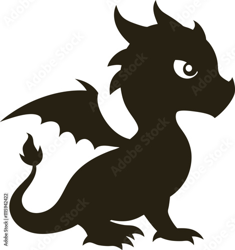 dragon vector silhouette isolated in white background