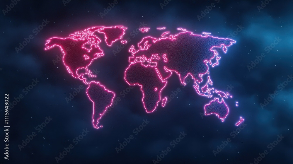 Naklejka premium Global Network Illuminated World Map International Trade Business Technology Connecti