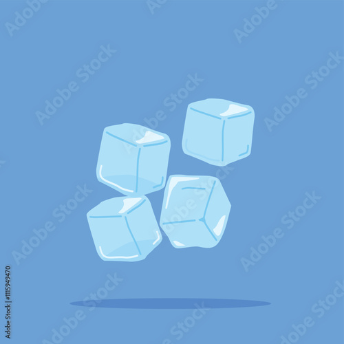 Ice cubes isolated in flat style. Ice blocks for filling drinks. Suitable for posters and web icons