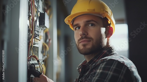 An electrician planning a house in a medium shot. Generative Ai