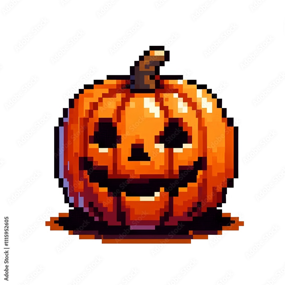 Fototapeta premium Halloween Pumpkin in Pixel Art Style