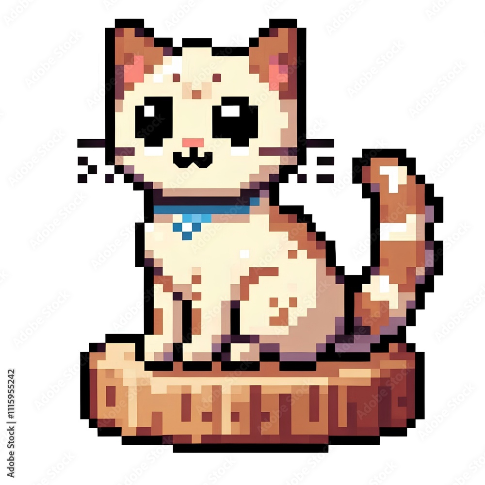 Fototapeta premium Simple Cat in Pixel Art Style