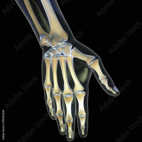 An abstract interpretation of the X-ray of hand bones , super realistic photo