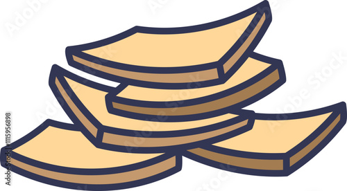 Illustration of stacked woodchips, symbolizing natural resources and sustainability.