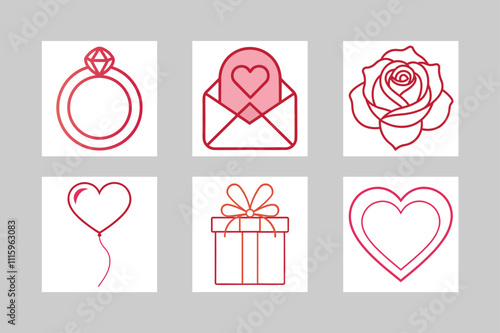 Valentine’s Day Elements Graphics Set.