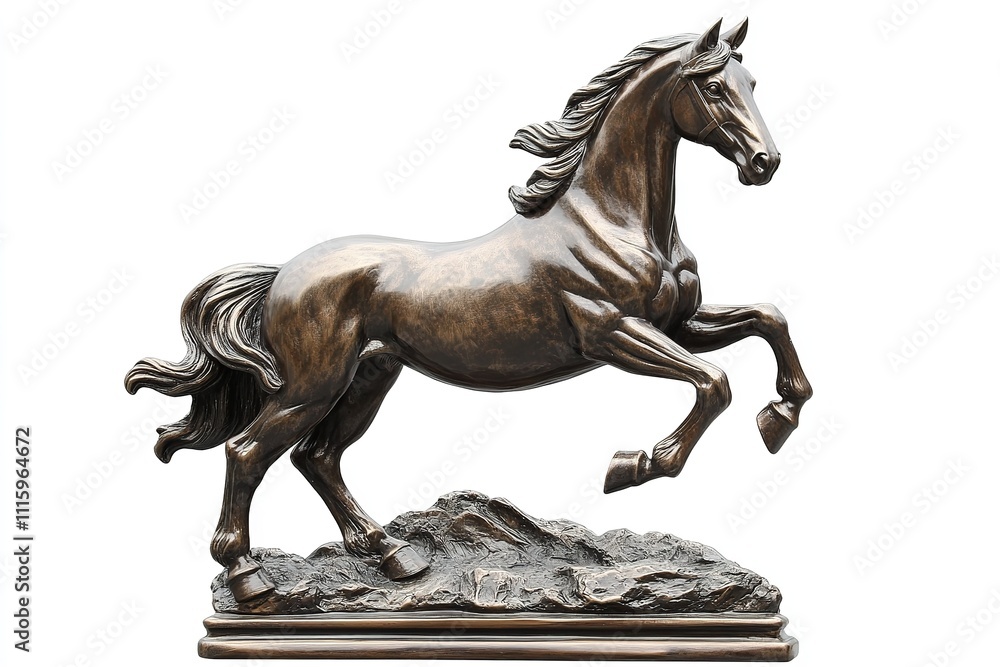 An solitary backdrop of a bronze horse statue in a rearing position. Generative Ai An solitary backdrop of a bronze horse statue in a rearing position. Generative Ai