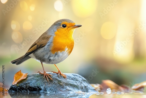 a Silver-eared Mesia (Leiothrix argentauris) bird in nature. Beautiful simple AI generated image photo