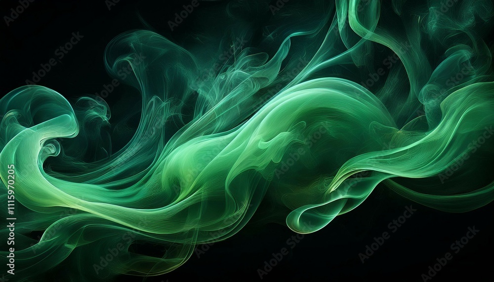Obraz premium green smoke on black background