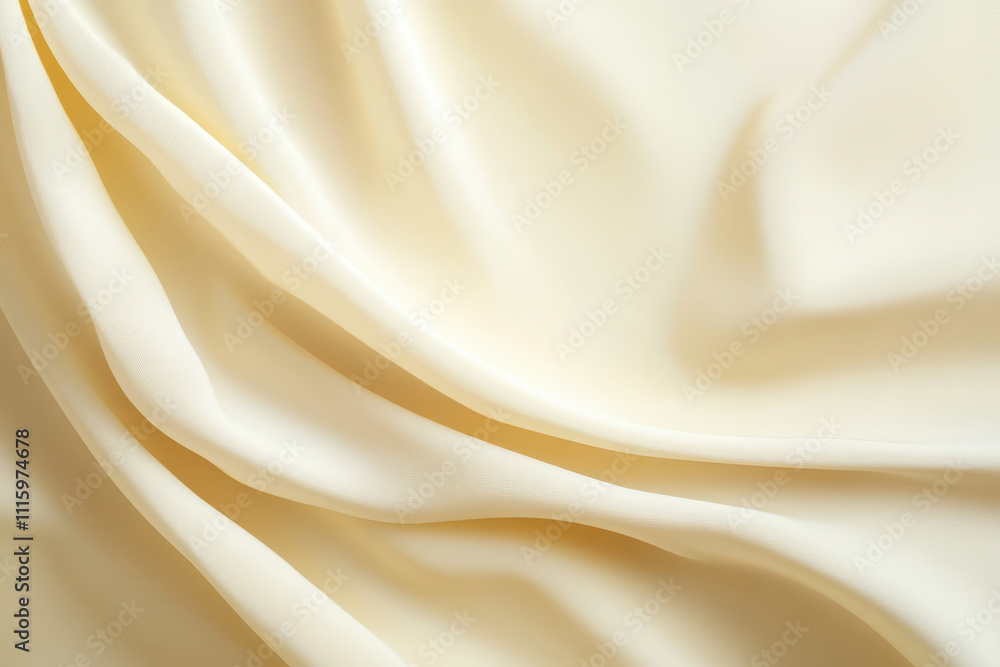 Obraz premium Elegant and soft cream-colored fabric draped gracefully, perfect for fashion and interior design projects.