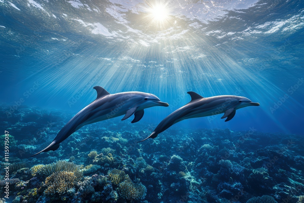 Fototapeta premium kids-boy and girl- watching fishes in aquarium. Beautiful simple AI generated image