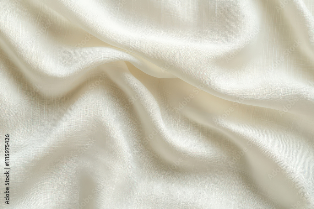 Fototapeta premium Smooth, flowing white fabric showcasing intricate texture and elegance, perfect for fashion, interiors, and design projects.