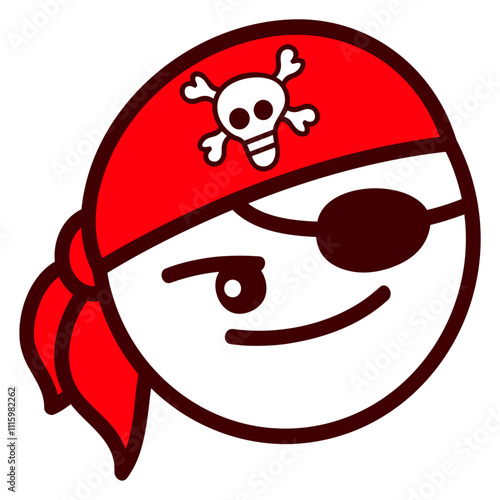 Funny Pirate Face Head Cute Headscarf Cap Toddler Design Lover Art Vector Illustration Card T-Shirt Poster Sticker Graphic Print Decorative Drawing Isolated Logo Decoration Symbol Creative Cool Style photo