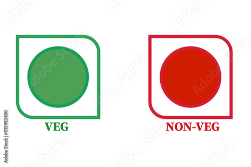 Veg Non-veg icons, Colourful veg and non-veg symbol.