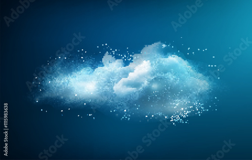 Realistic cloud vector illustration on background