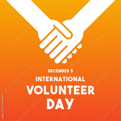 Vector Illustration of International Volunteer Day. December 5. Gradient background. Handshake icon.
