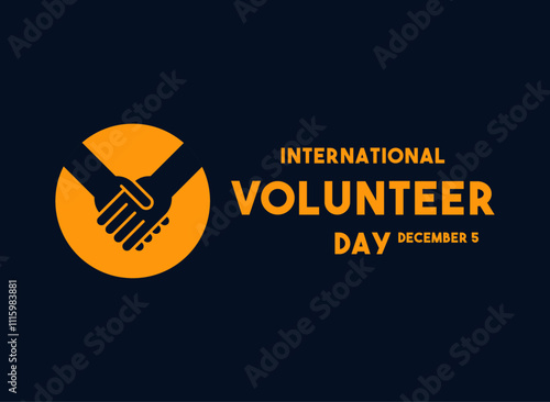 Vector Illustration of International Volunteer Day. December 5. Flat design vector. Handshake icon.