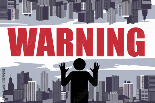 Cityscape Warning Sign Urban Danger Silhouette