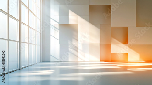 A series of golden pyramids are suspended in the air, creating a surreal, Abstract golden glitter background