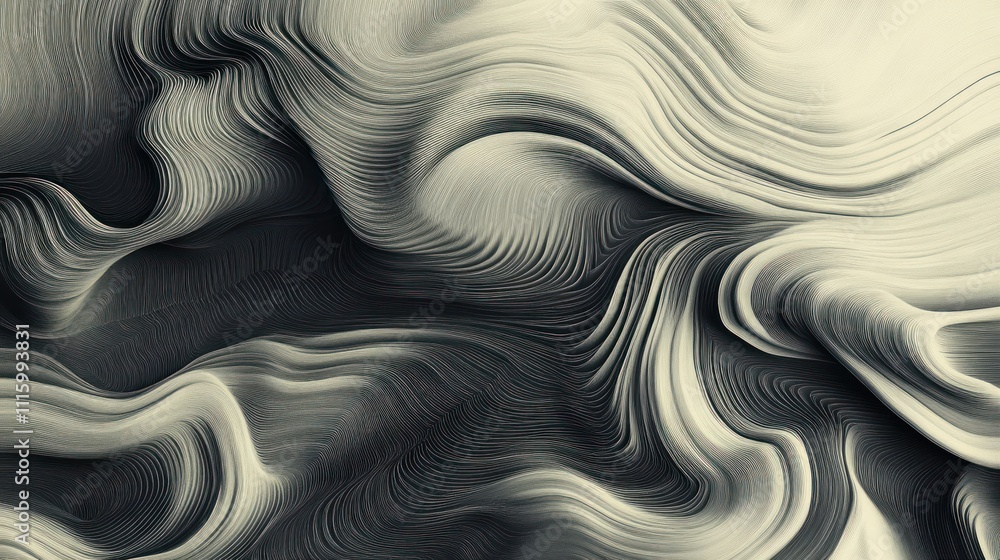 Naklejka premium Abstract Swirling Monochrome Waves: A Digital Art Piece