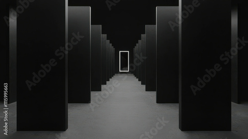 Endless Labyrinth of Reflective Mirrors in a Dark Suspended Space