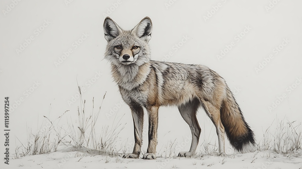 Fototapeta premium Majestic jackal running pencil sketch pictures capturing creative lifelike details