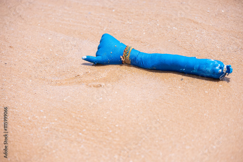 Kulasai Dasara, Handmade colorful hand on ocean beach during the kulasai dasara festival in India. photo