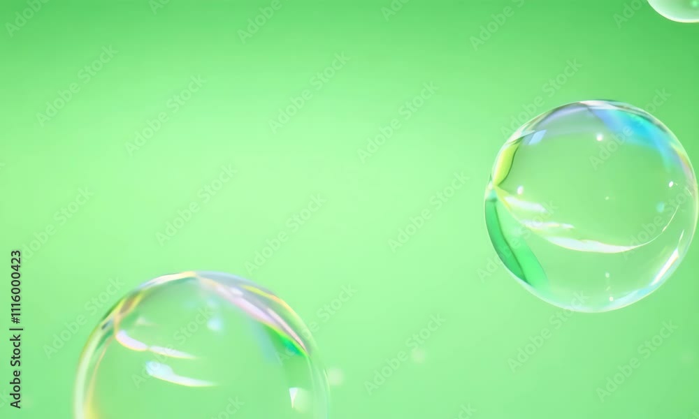 Soap bubbles stream on green screen background