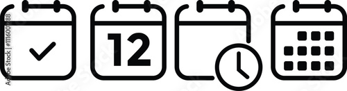 Calendar icon set. calendar planner icons for app, website, reminder organizer event signs. business plan schedule. Calendar vector icons