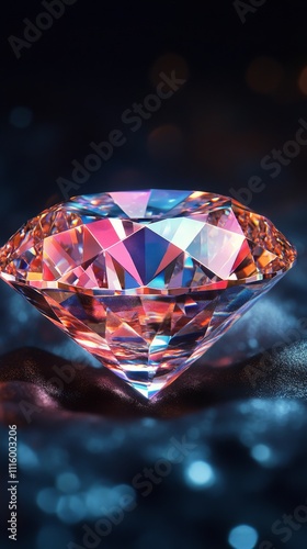 Sparkling crystal diamond reflecting vibrant colors in natural light