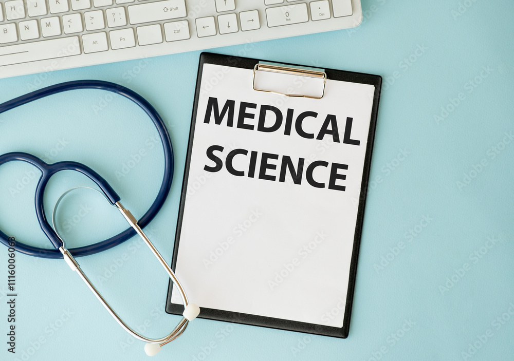 Tablet with the text Medical Science on the paper display Tablet with the text Medical Science on the paper display