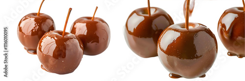 Caramel apples glistening with a rich. Generative AI. photo