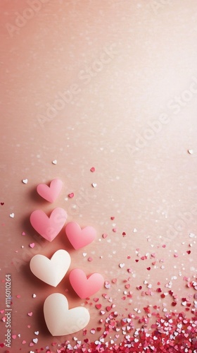 Heart shaped decorations and glitter create a romantic atmosphere for celebra...