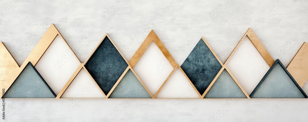 Fototapeta premium Geometric plaster relief with layered triangles, modern and stylish