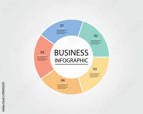 Business Infographic modern design template for banners and infographics for 5 circle step 