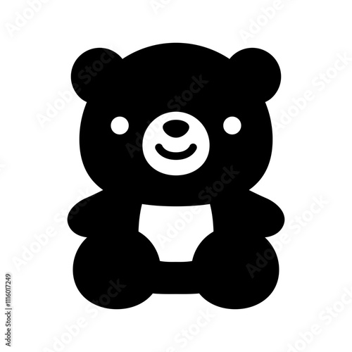 Teddy bear icon. Simple vector plushie bear toy illustration.