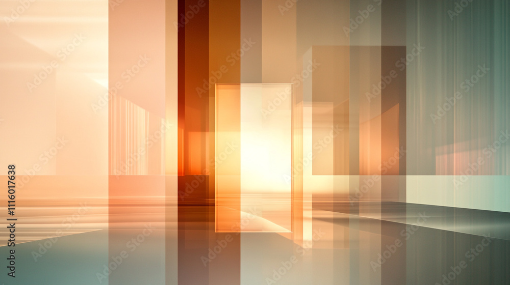 Dynamic Abstract 3D Blocks with Striking Light and Shadow Effects, An abstractly blurred office space, with faint outlines of a modern working Dynamic Abstract 3D Blocks with Striking Light and Shadow Effects, An abstractly blurred office space, with faint outlines of a modern working