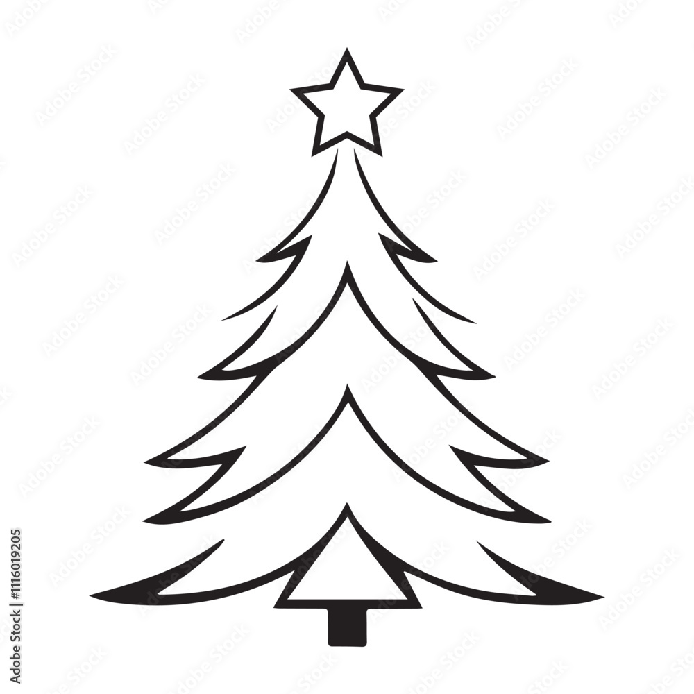 Obraz premium christmas tree with star silhouette vector icon