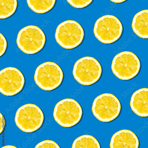 vivid pop art texture with lemon slices on colour backgrounds