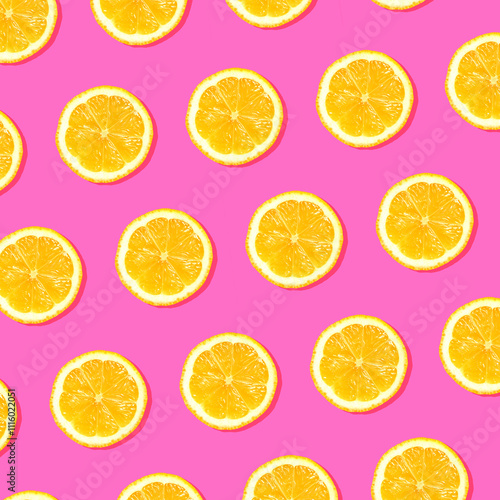 vivid pop art texture with lemon slices on colour backgrounds