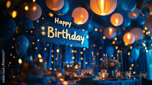 Celebration of a joyful birthday party with elegant decor in a cozy atmosphere