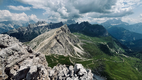 dolomiti peaks with dramatic clouds