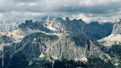dolomiti peaks with dramatic clouds