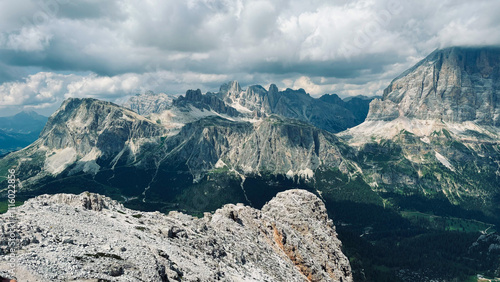 dolomiti peaks with dramatic clouds